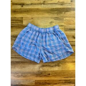 NWOT Patagonia Garden Island Shorts Pockets Blue Pink Plaid Hemp Medium Preppy